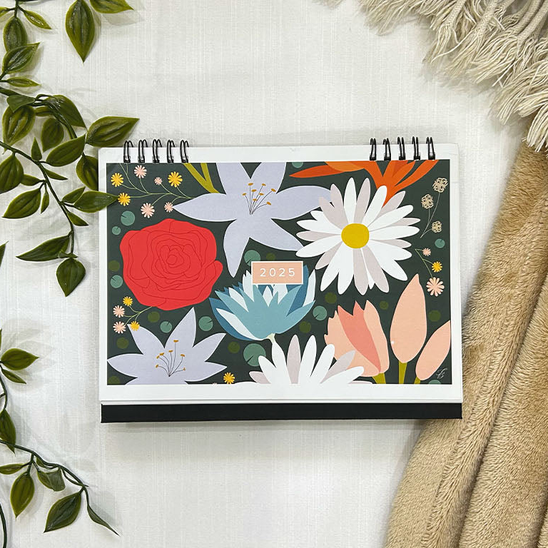 Floral Desk Calendar 2025