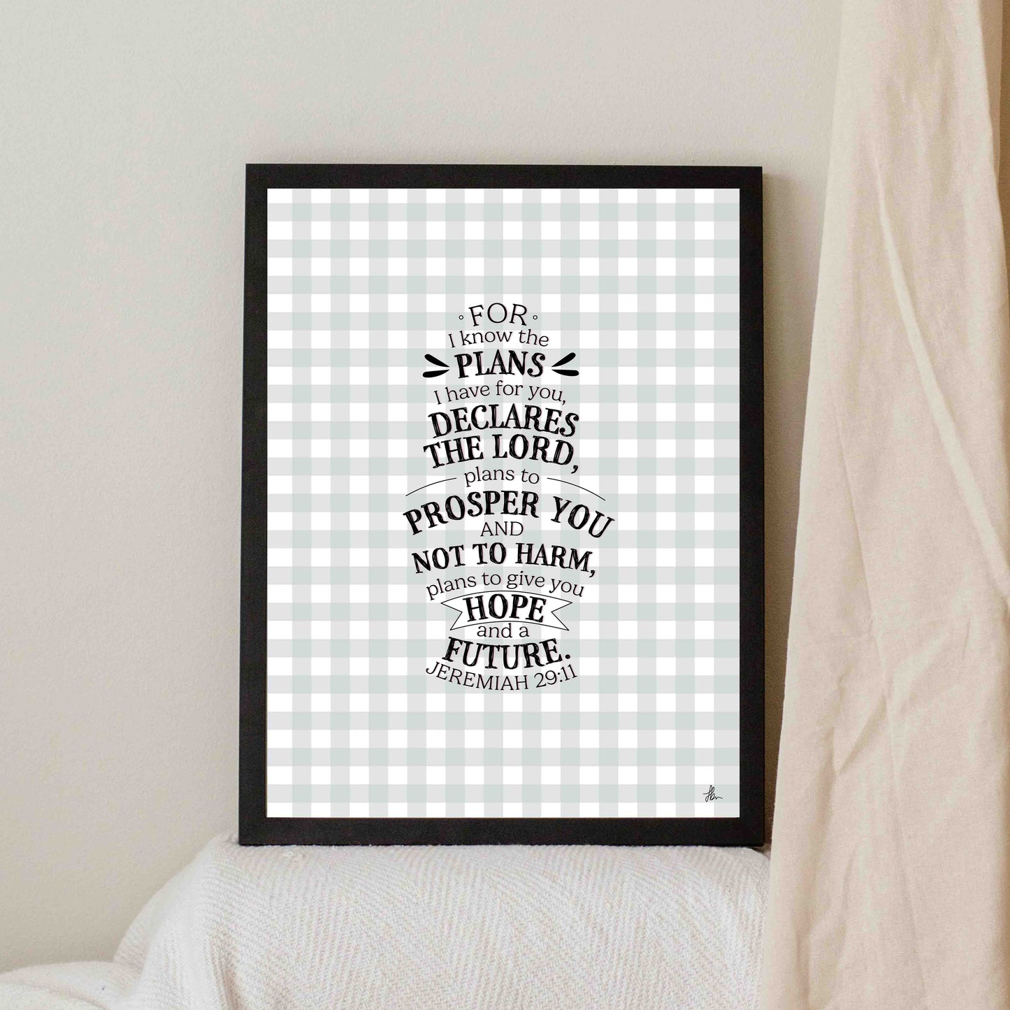 Jeremiah 29:11 (Bluish Grey Gingham)