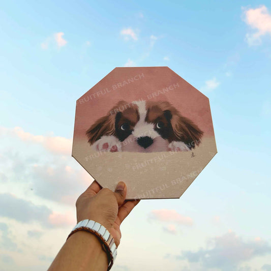 Fluffy Dog Octagonal Tile Canvas
