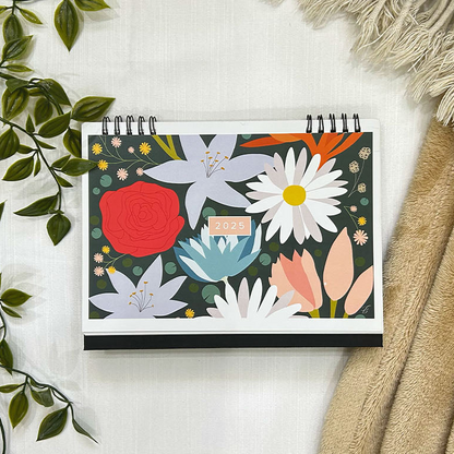 Floral Desk Calendar 2025