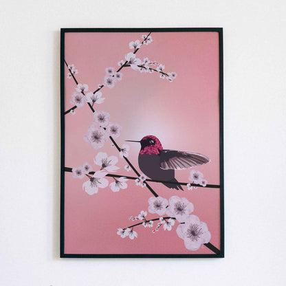 Hummingbird and Cherry Blossoms