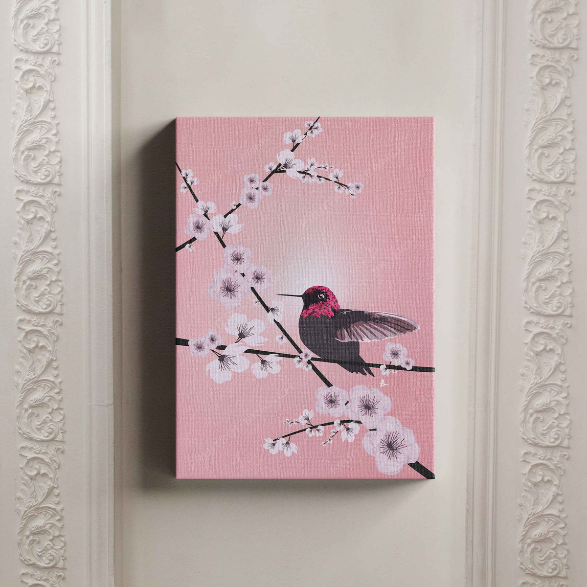 Hummingbird and Cherry Blossoms