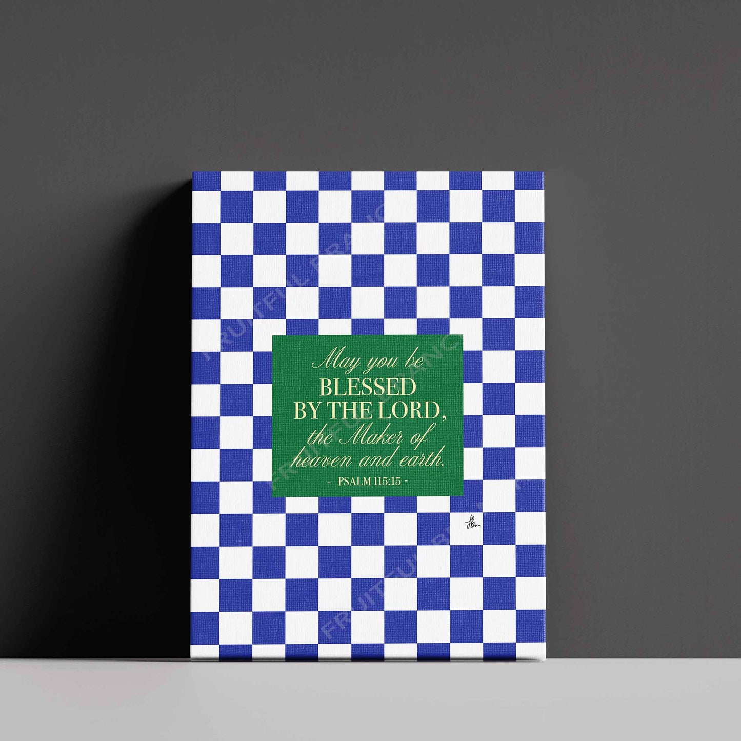 Psalm 115:15 (Blue & White Checkered, A5 Size Canvas)