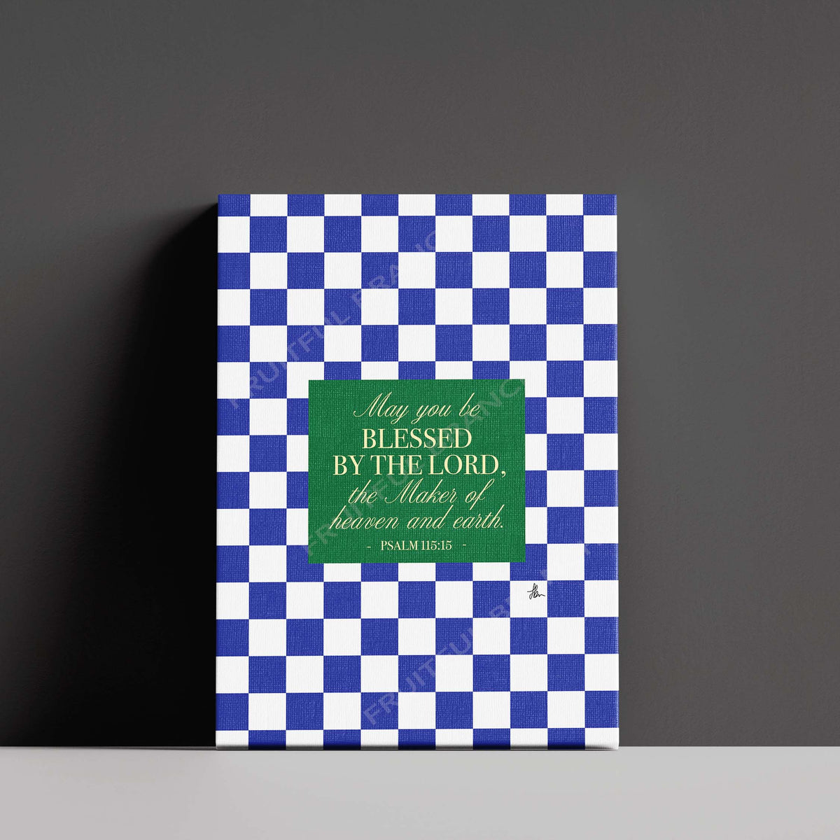 Psalm 115:15 (Blue & White Checkered, A5 Size Canvas)