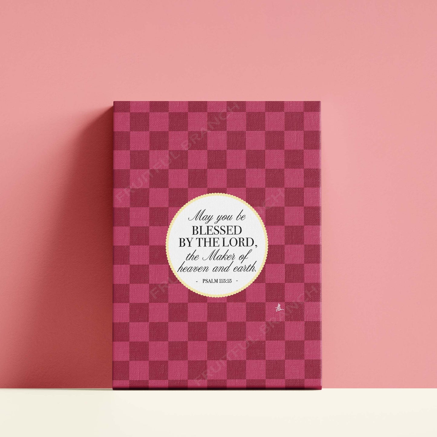 Psalm 115:15 (Pink Checkered, A5 Size Canvas)