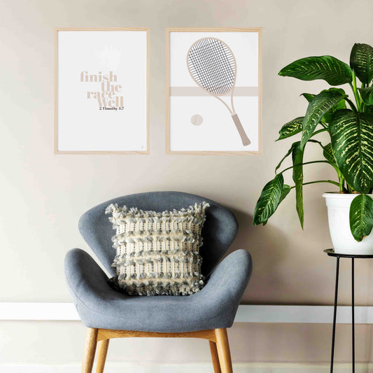 Tennis and Finish the Race (Beige-Set of 2)