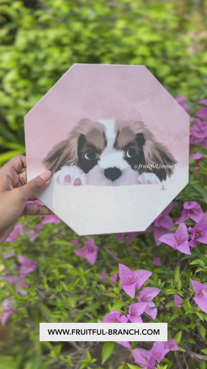 Fluffy Dog Octagonal Tile Canvas